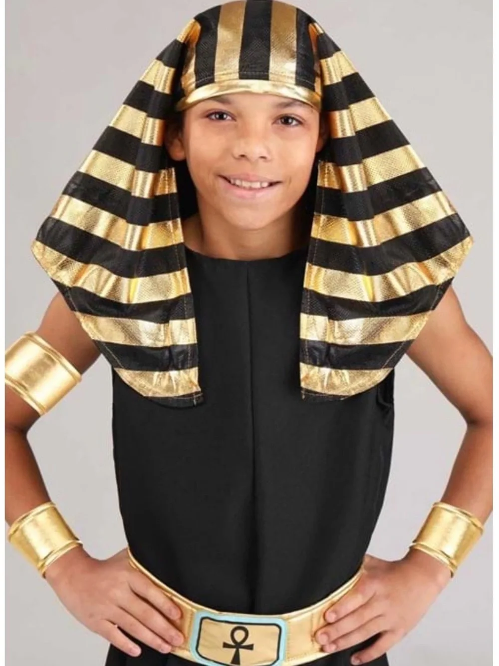 Dark Pharaoh Kid's Costume, Kids size Large, No arm cuffs & Staff in package.